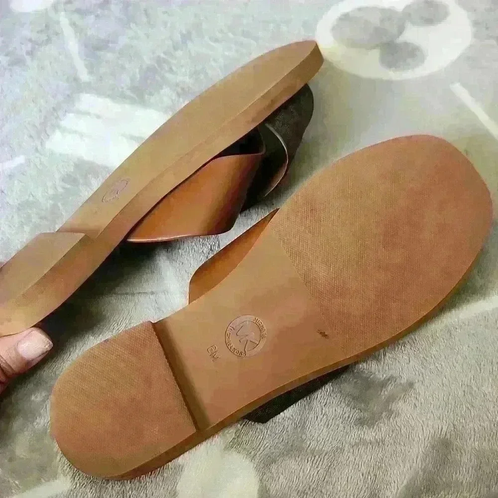 Michael Kors Glenda Leather and Logo Slides